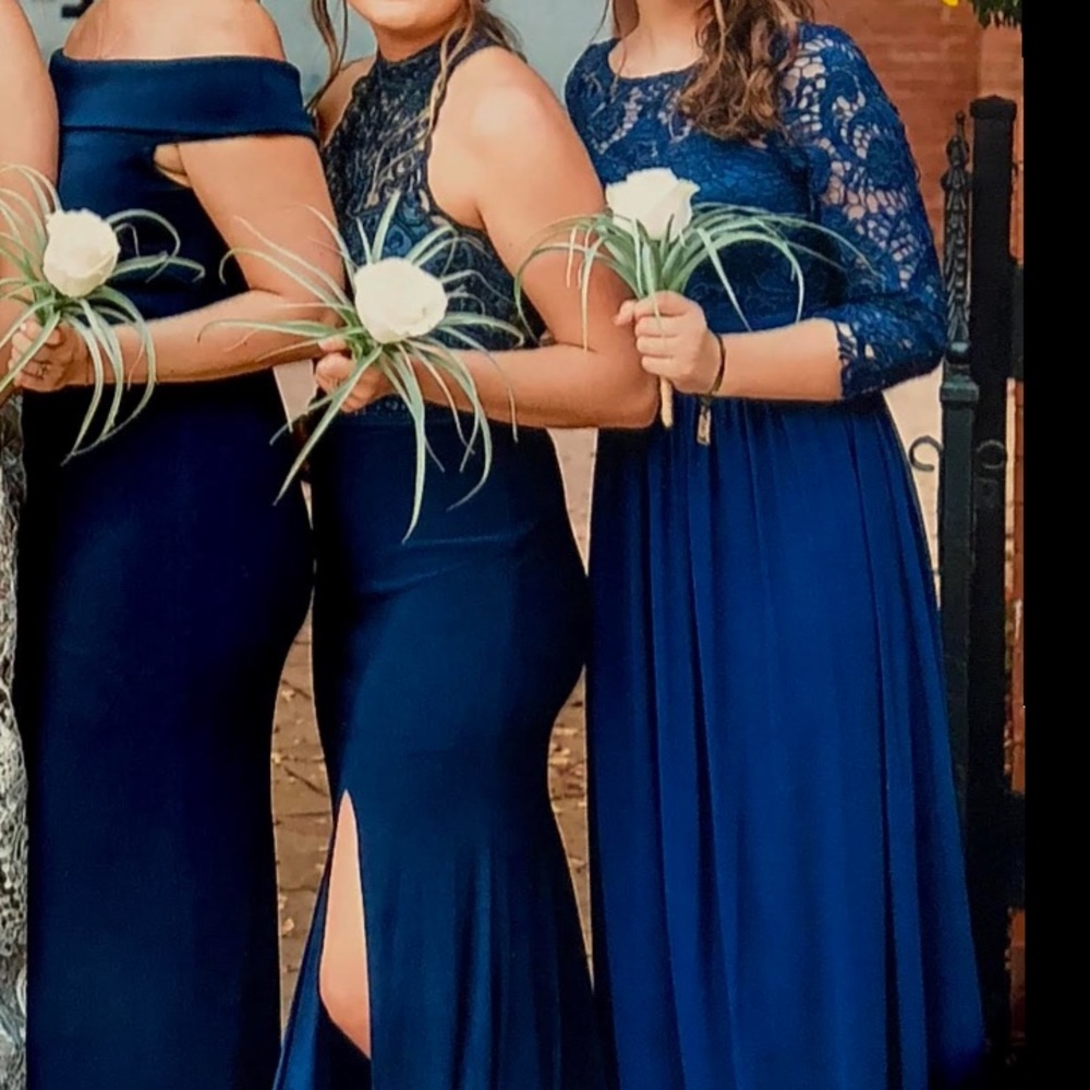 Navy Blue 3/4 Sleeve Maxi Dress - Picture 7 of 7